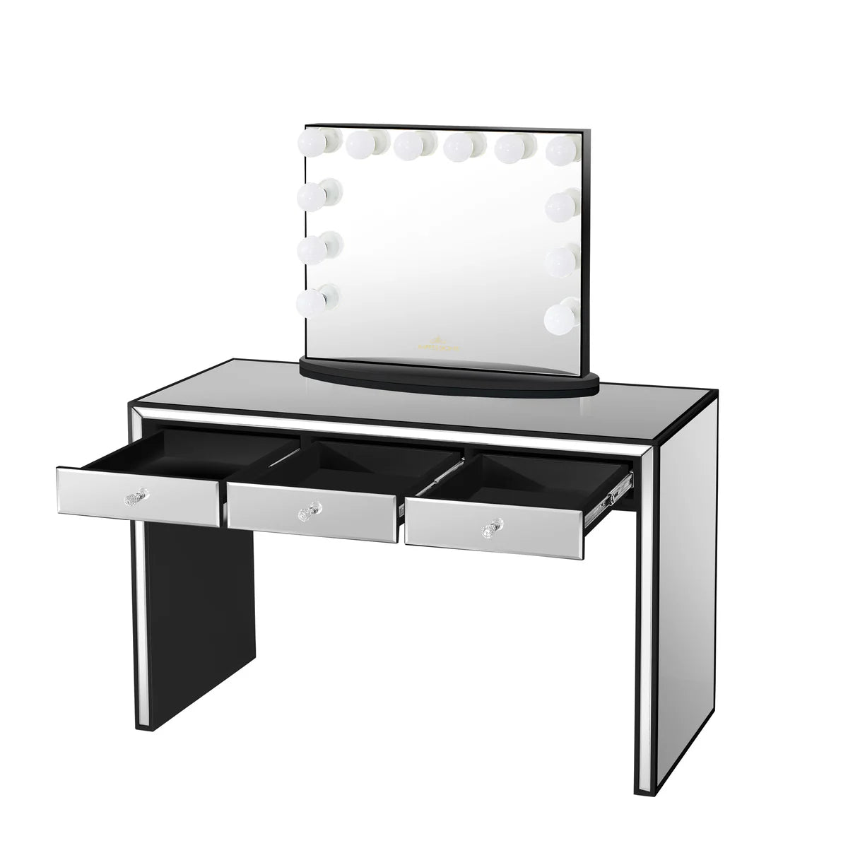 IVFT-LEAH-BLK | Leah Premium Mirrored Vanity Table