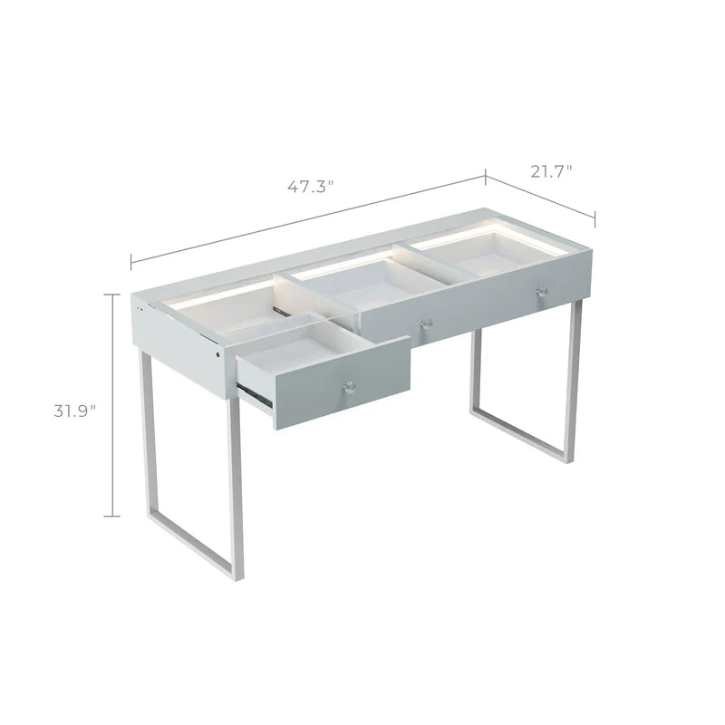 Billie Vanity Desk Pro - 3 Storage Drawers   VNT-Billie-RGB-WHT