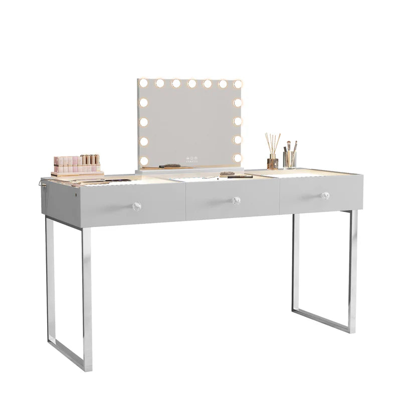 Billie Vanity Desk Pro - 3 Storage Drawers   VNT-Billie-RGB-WHT