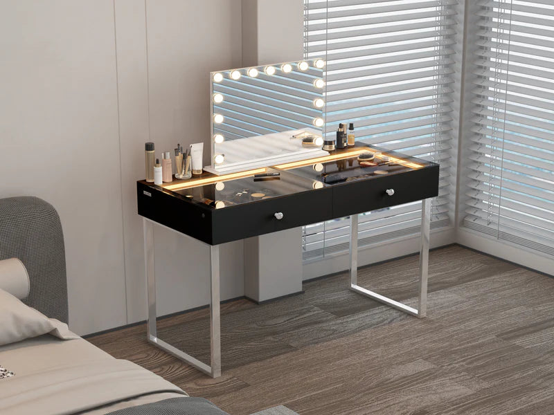 Alice Vanity Desk Pro - 2 Storage Drawers    VNT-Alice-A-WHT