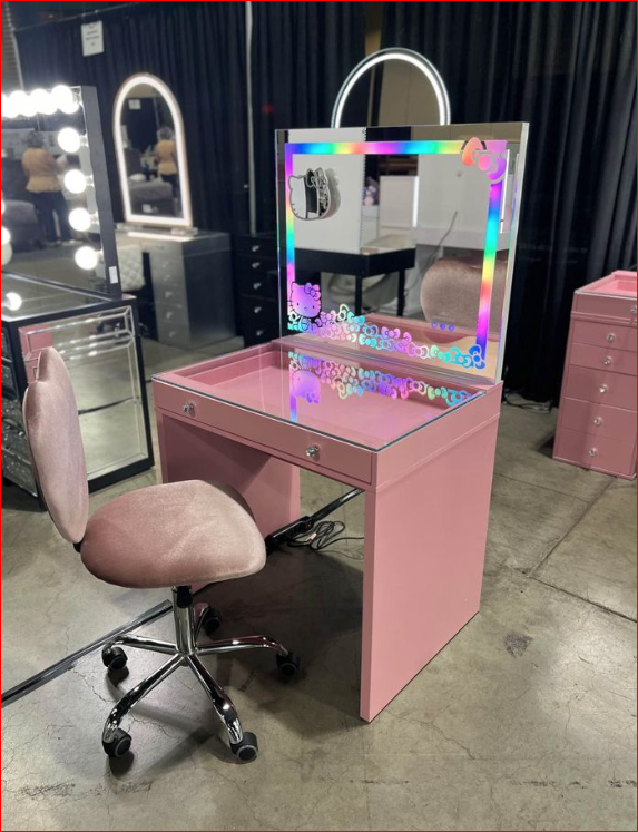 SlayStation® Mini Table + Hello Kitty® RGB PLUS "Bows" Vanity Mirror