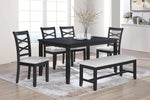 6-Piece Dining Set with Bench - Charcoal