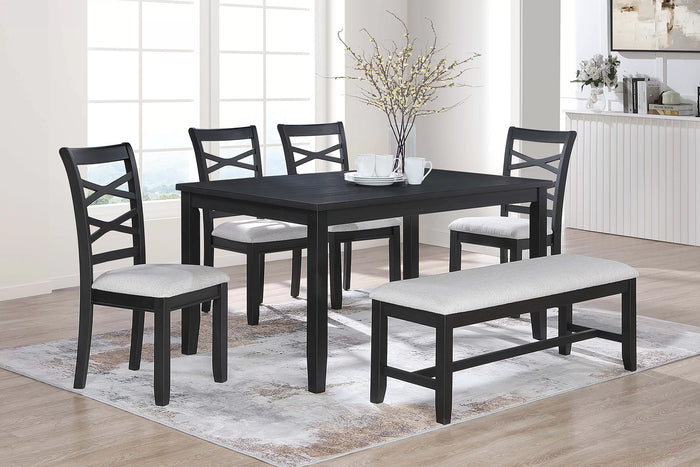 6-Piece Dining Set with Bench - Charcoal