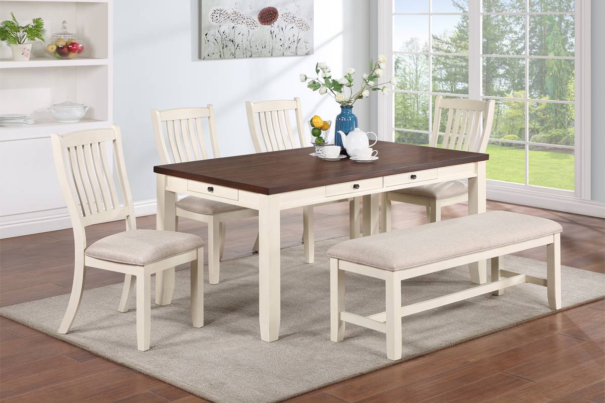 6pc Casual Dining Set Wooden Top-F2520