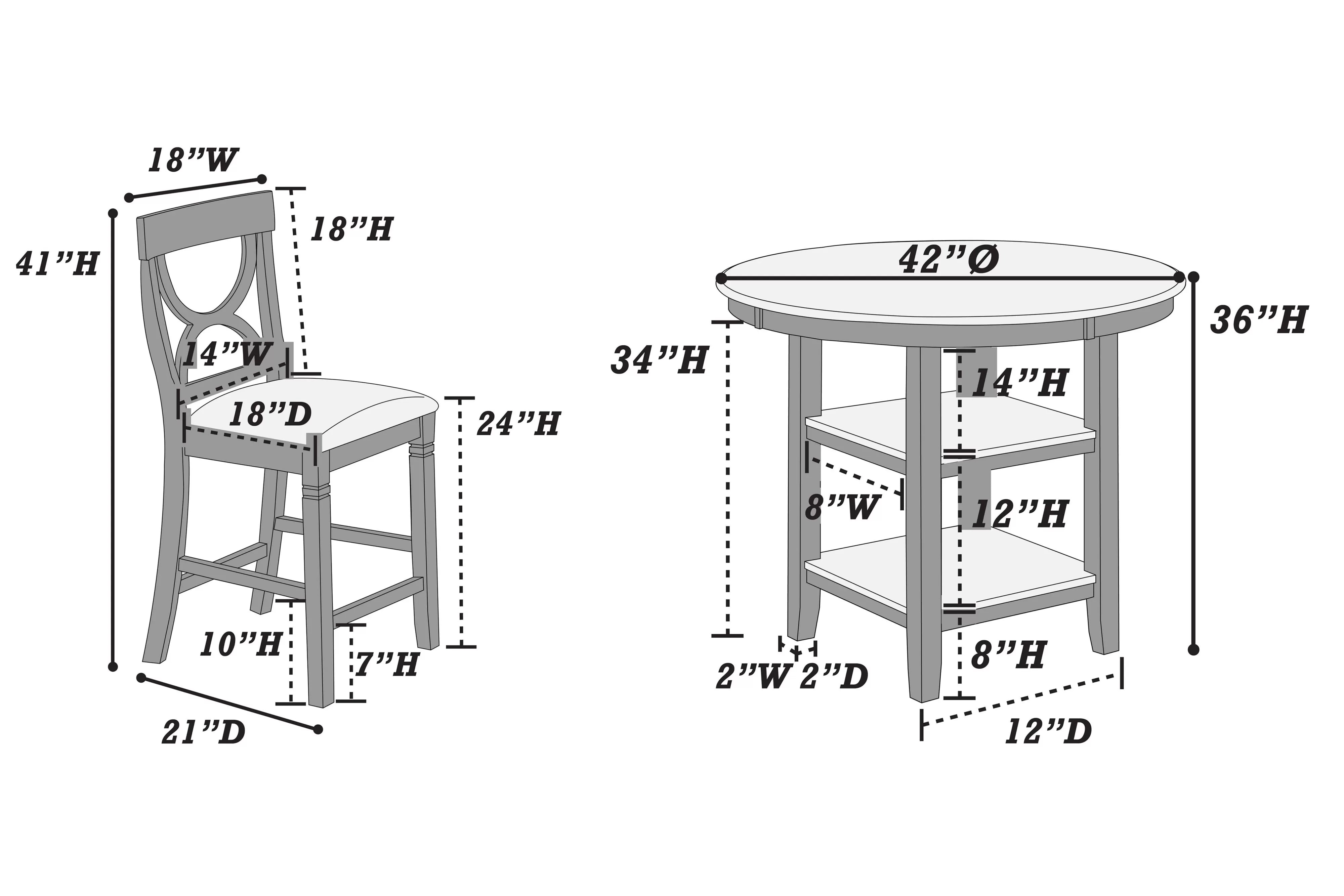 5-Pcs Counter Height Dining Set || F2625/ F2626