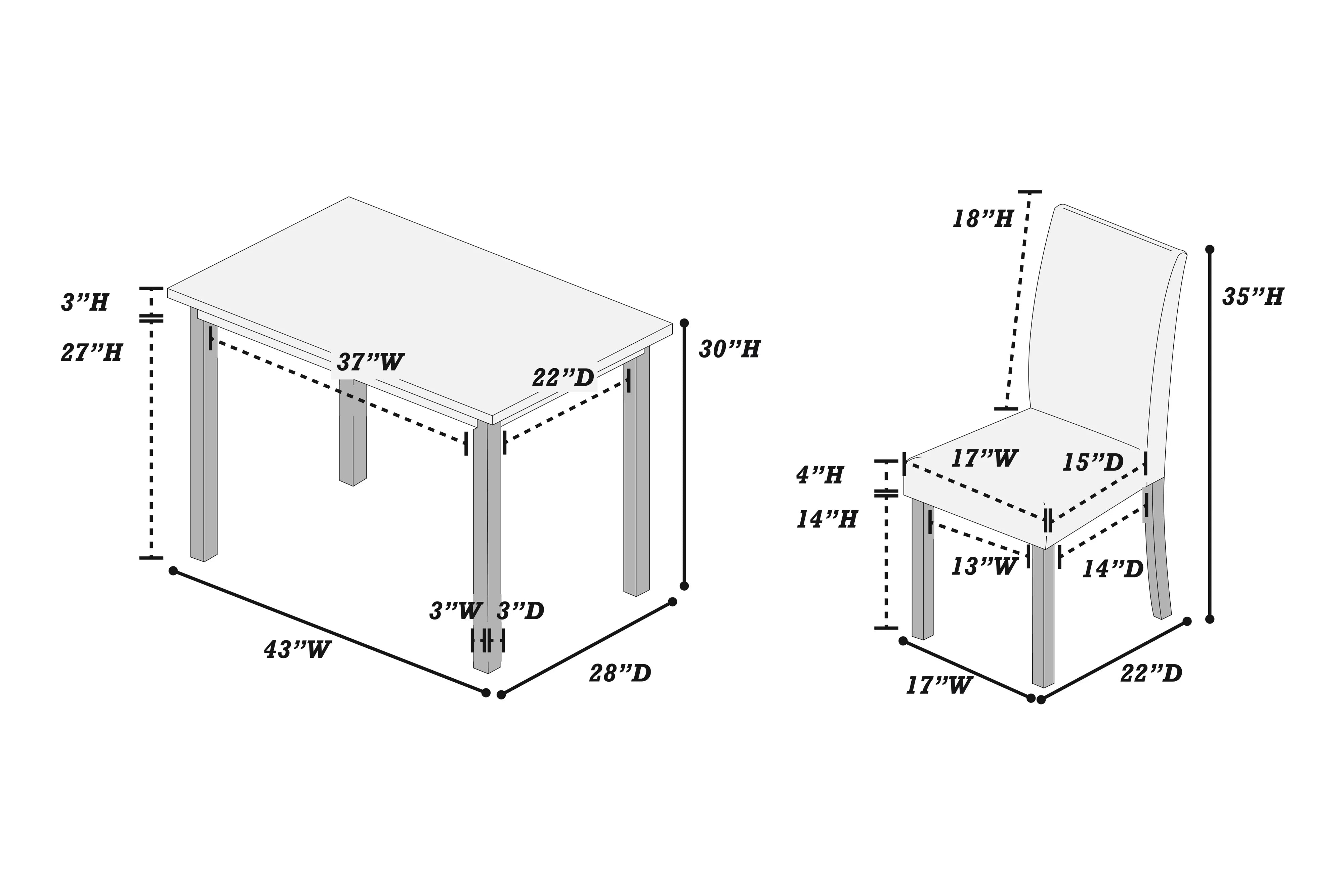 5 Piece Dining Set || F2628 / F2629