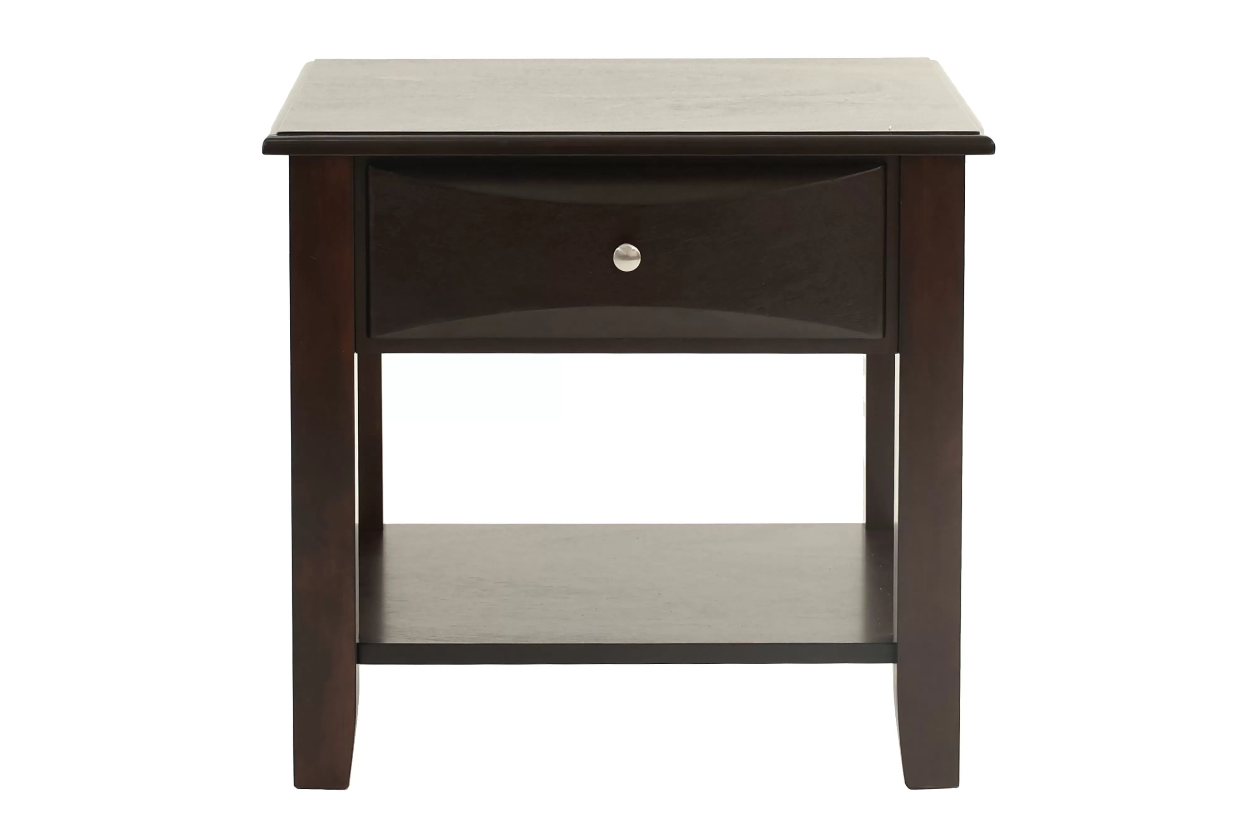 Dark Cherry Ogumi Veneer Top End Table with 1 Drawer & Lower Shelf