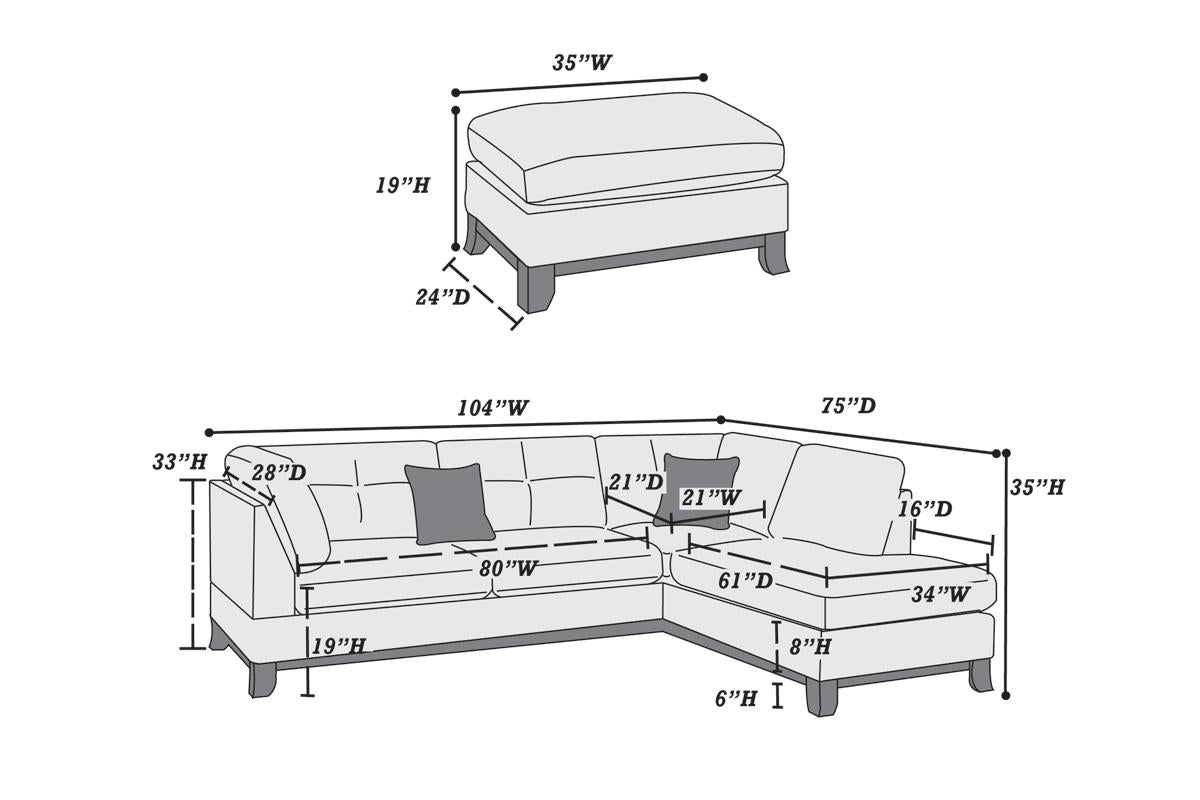 3-Pc Sectional W/2 Accent Pillow (Ottoman Included) - F6477