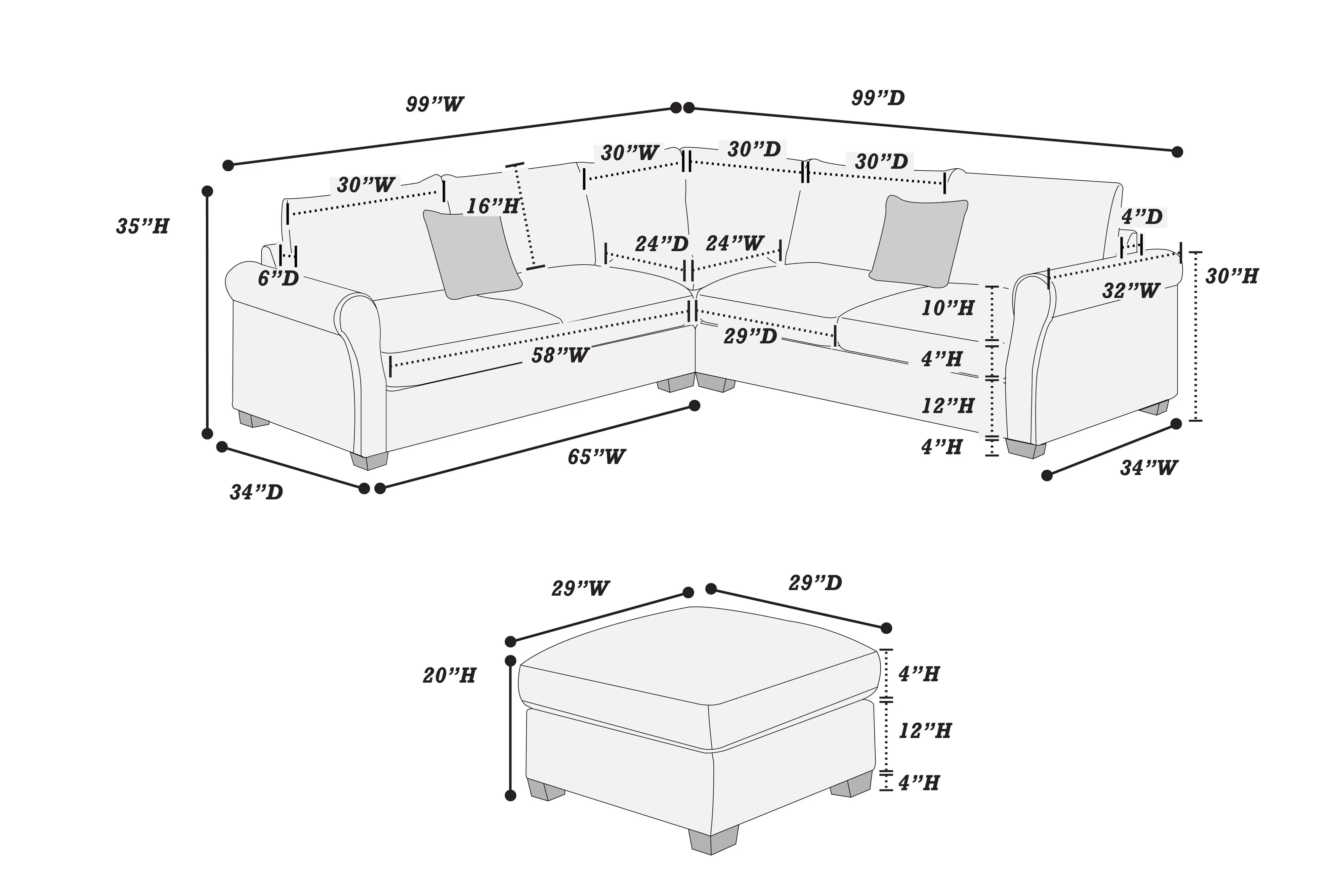 4-Piece Sectional Set ||  F8304/ F8305