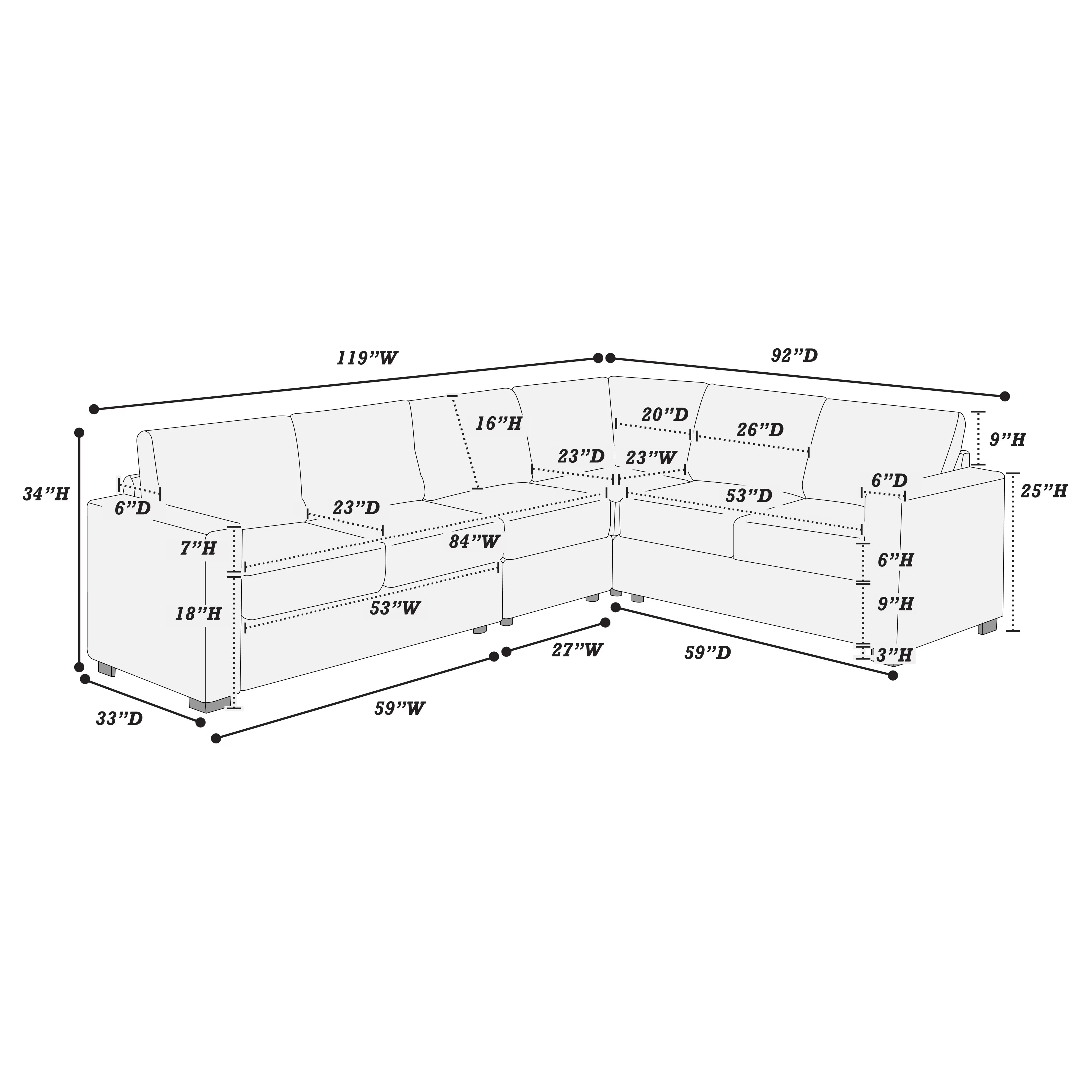4-Piece Sectional Set ||  F8335 / F8336 / F8465 / F8466