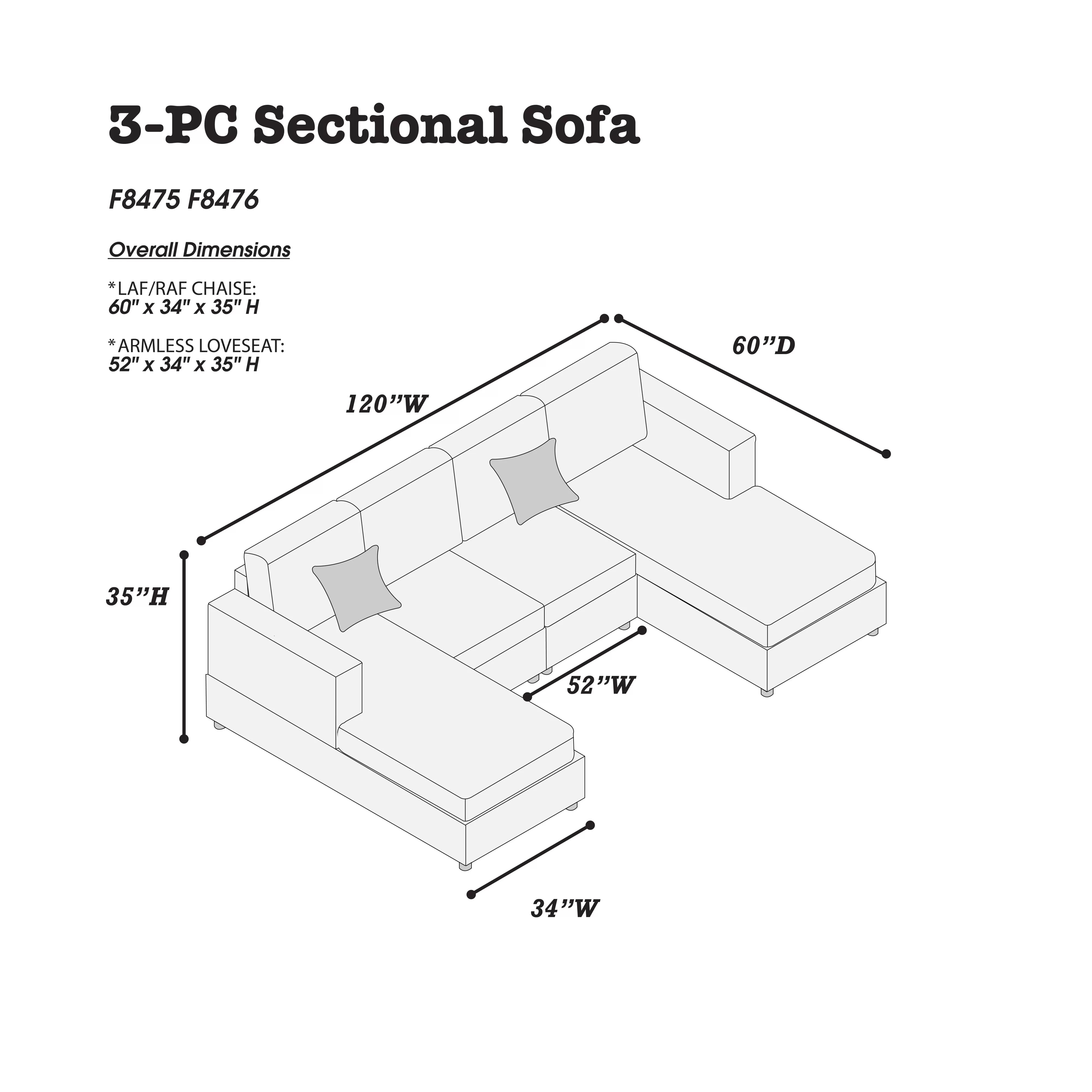 3-Piece Sectional Set ||  F8475 / F8476