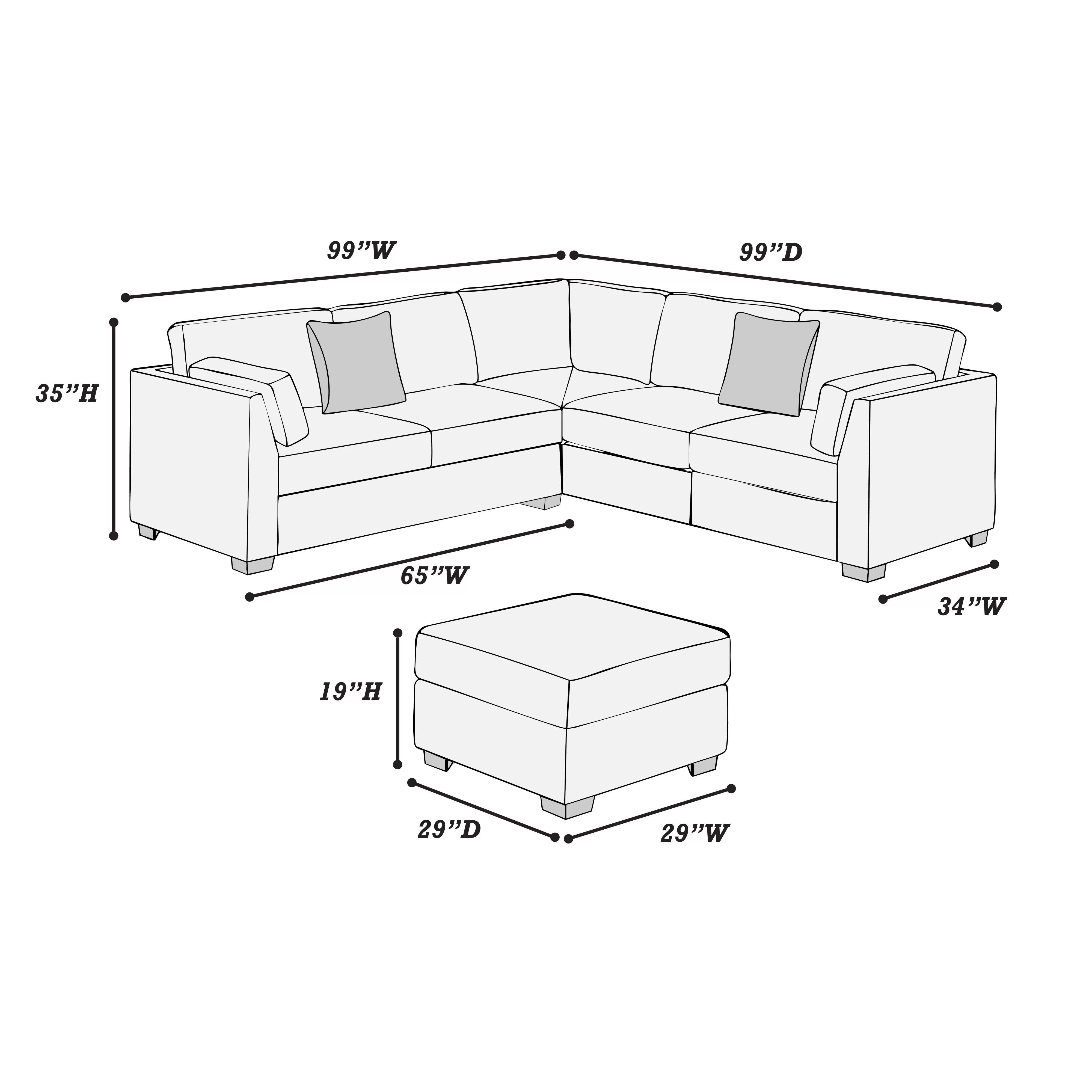 4-Piece Sectional Set W/ Ottoman ||  F8479 / F8480