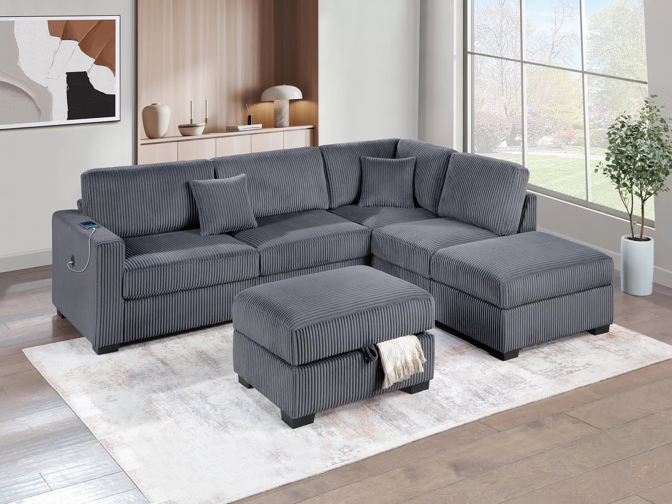 3-Piece Reversible Sectional Set W/ Ottoman ||  F8481 / F8482