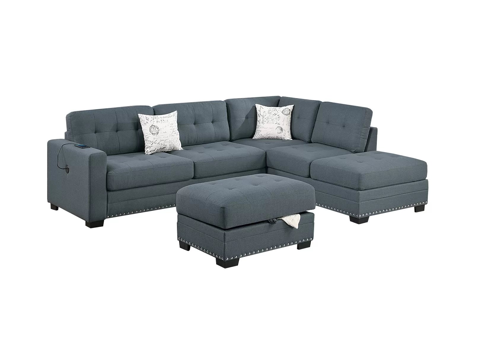 3-Piece Reversible Sectional Set W/ Ottoman ||  F8485 / F8486