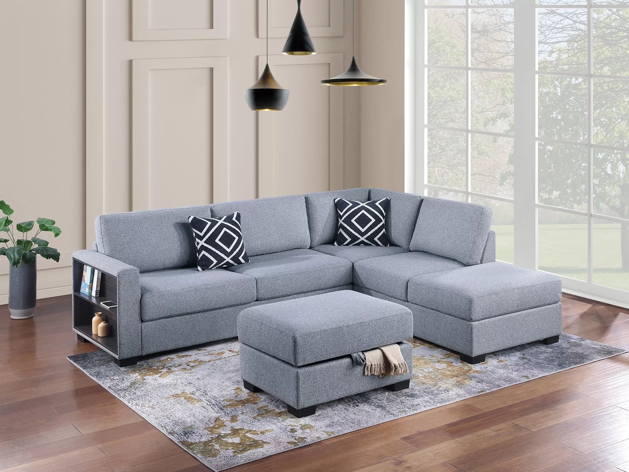 3-Piece Reversible Sectional Set W/ Ottoman ||  F8487 / F8488