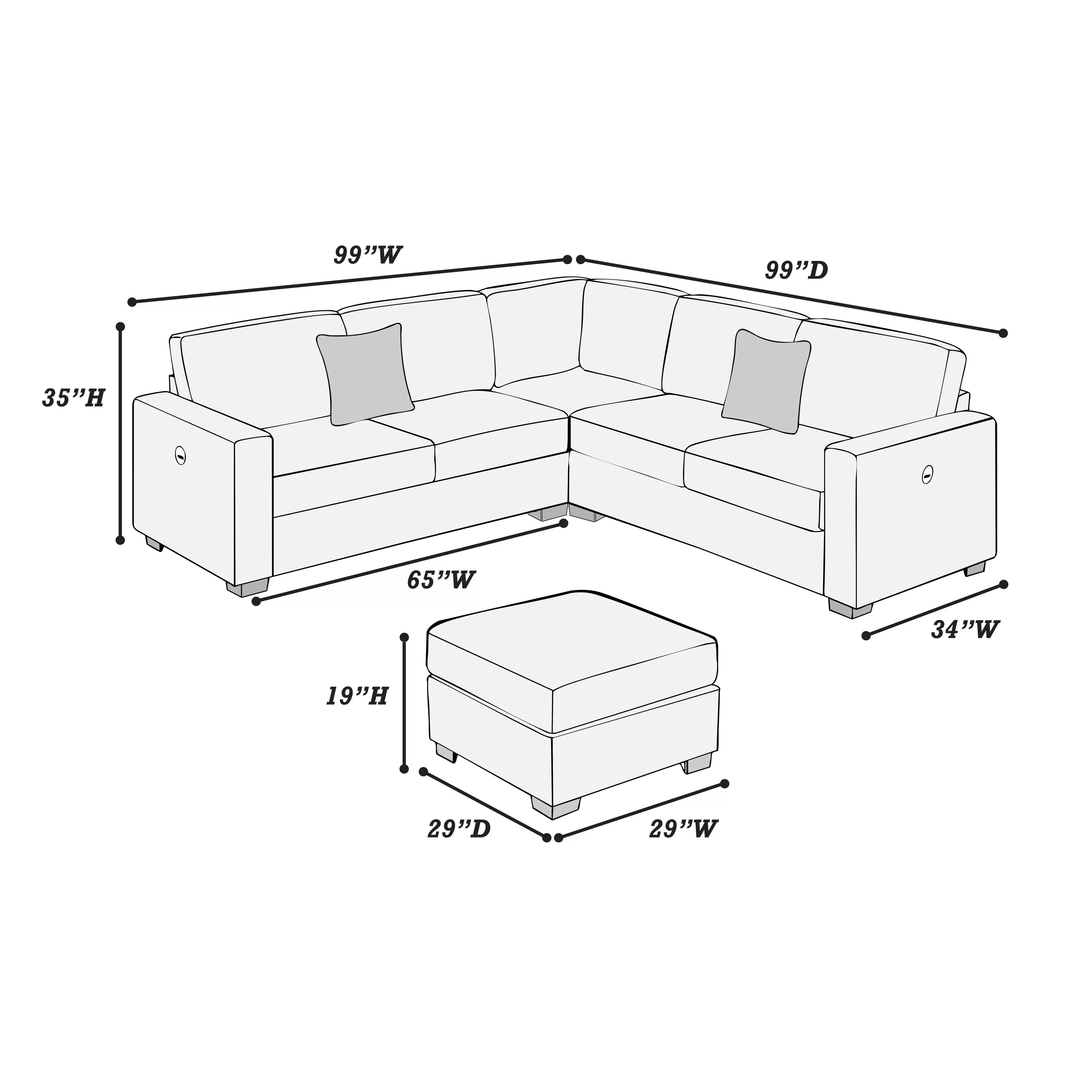 4-Piece Sectional Set W/ Ottoman || F8491 / F8492