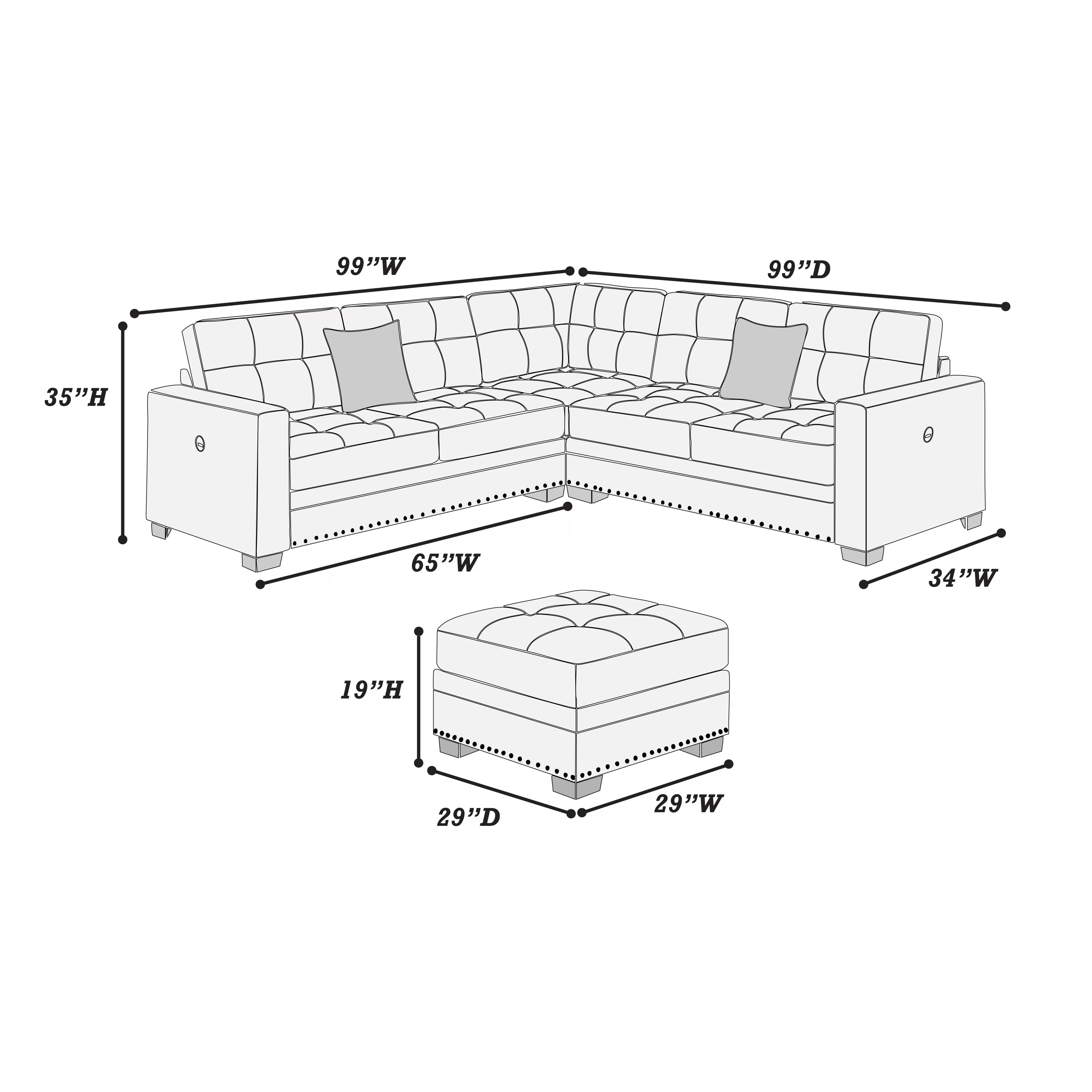 4-Piece Sectional Set W/ Ottoman || F8493 / F8494