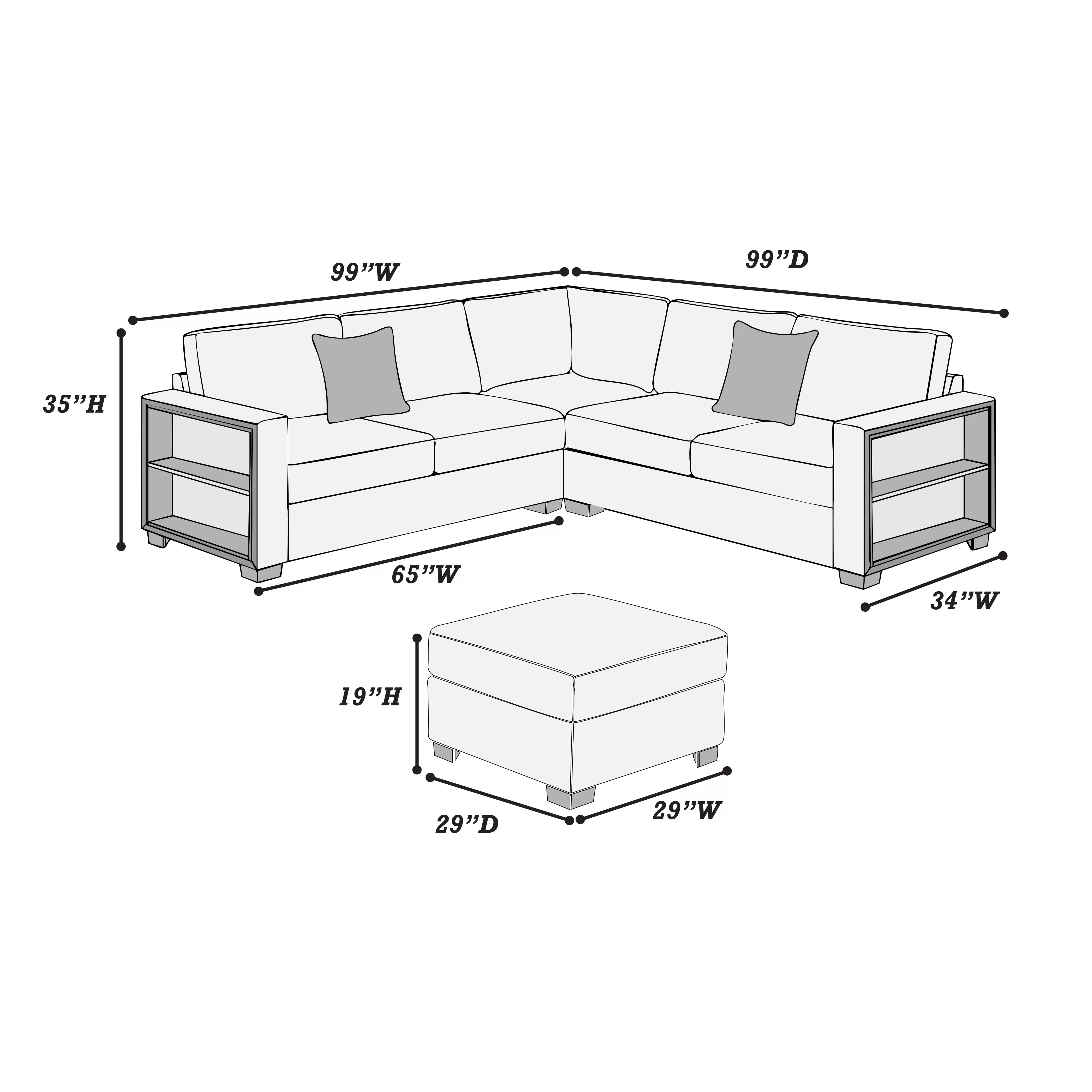 4-Piece Sectional Set W/ Ottoman || F8495 / F8496