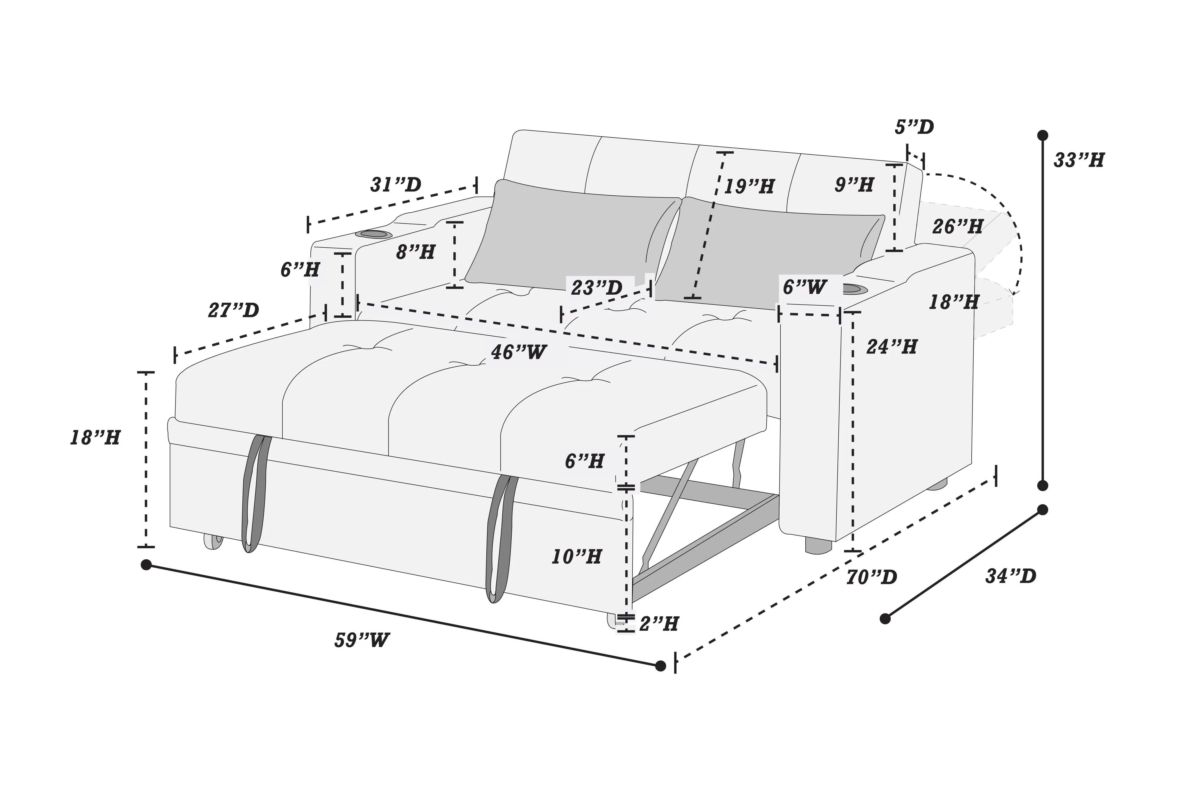 Convertible Sofa with 2 Accent Pillows || F8533 / F8534 / F8567