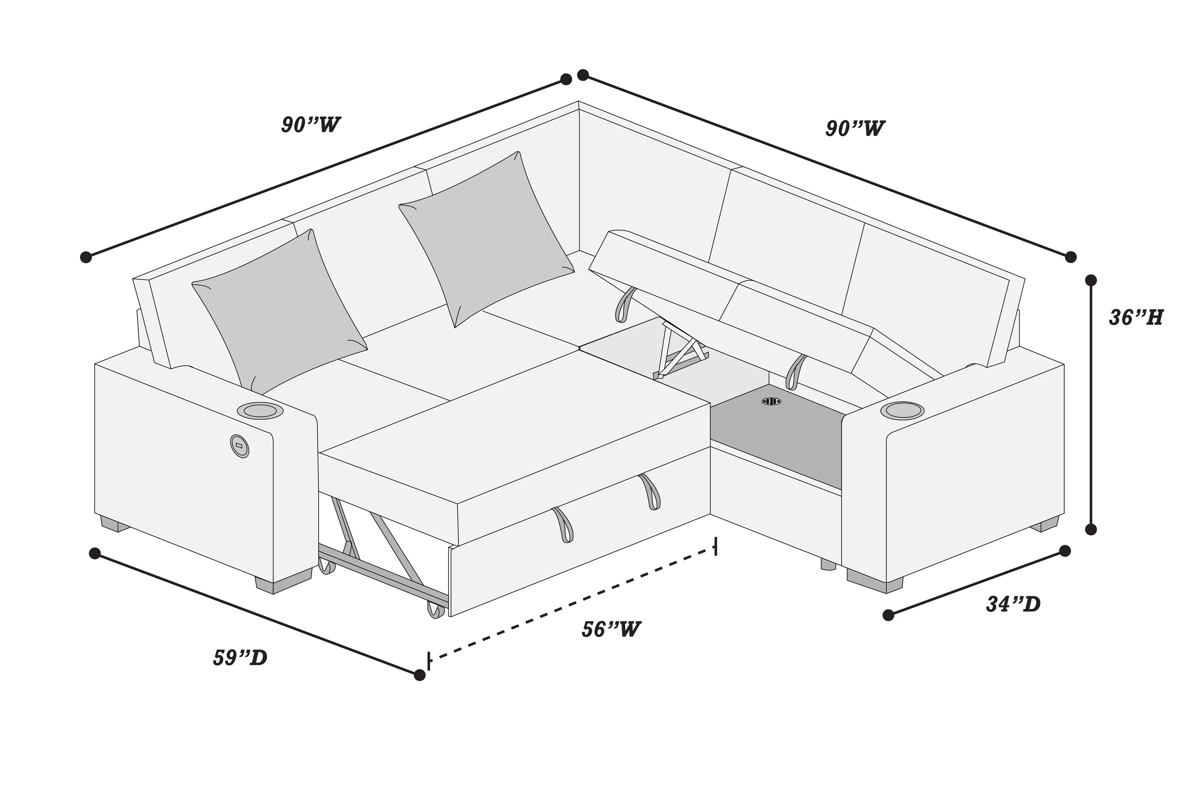 3-Piece Convertible Sectional || F8555 / F8556