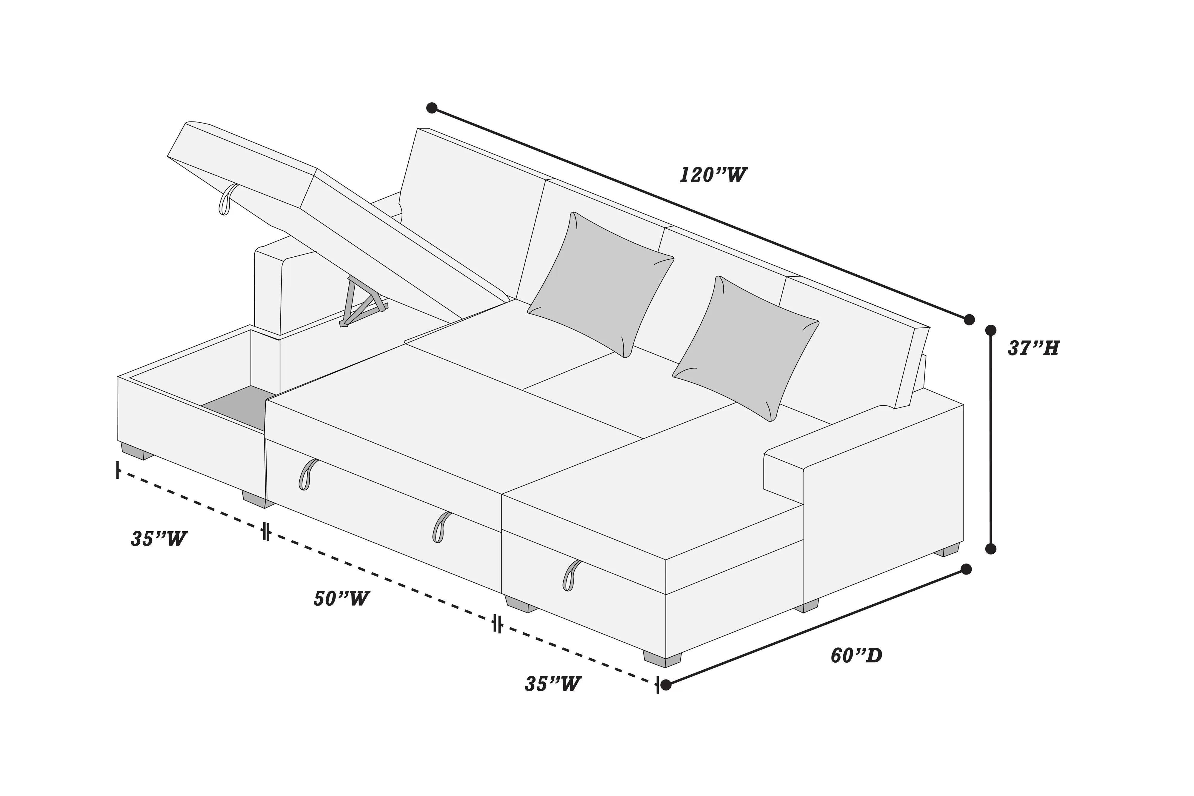 3-Piece Convertible Sectional || F8557 / F8558