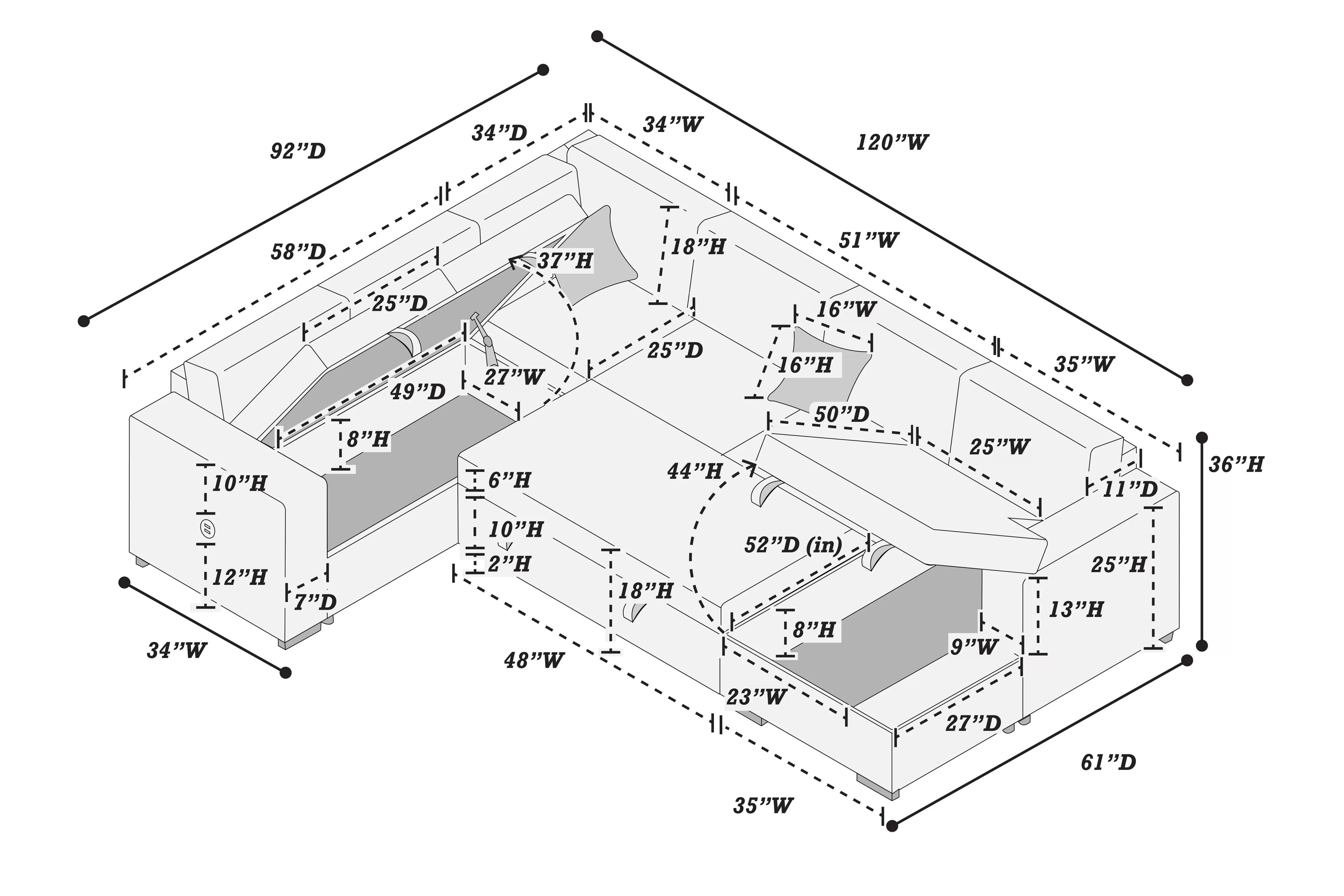 4-Piece Convertible Sectional || F8559/ F8560