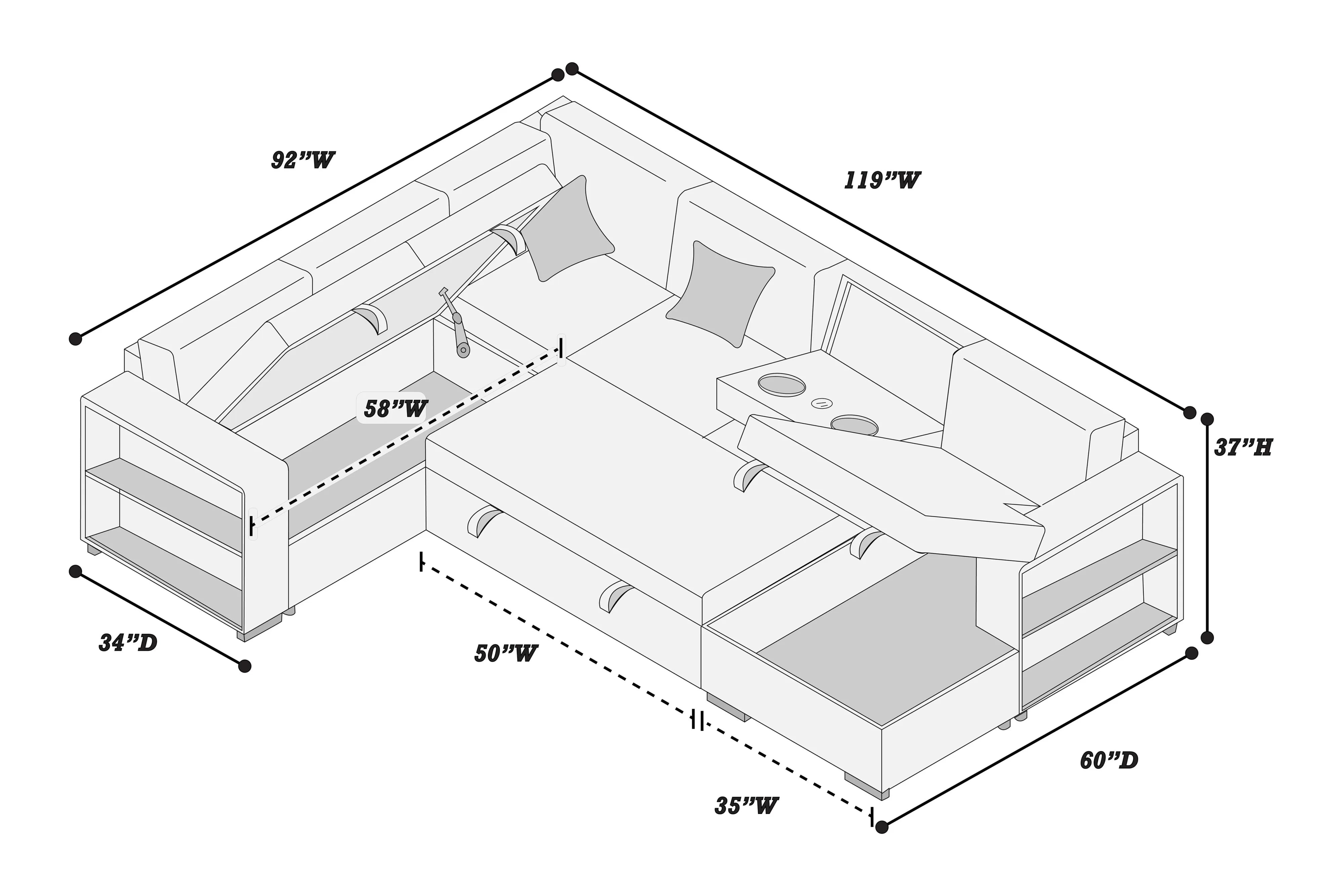 4-Piece Convertible Sectional || F8561 / F8562