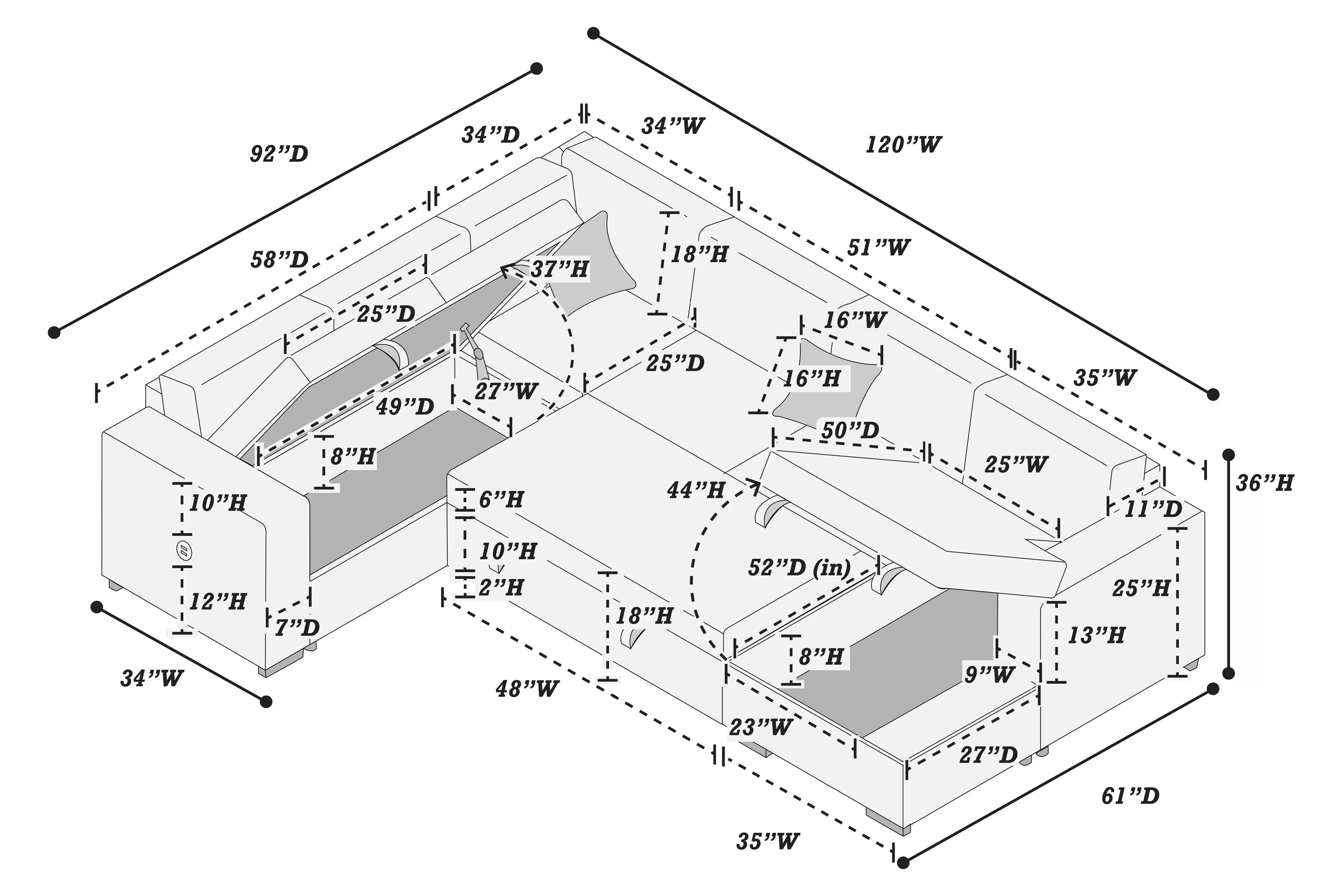 4-Piece Convertible Sectional || F8565/ F8566