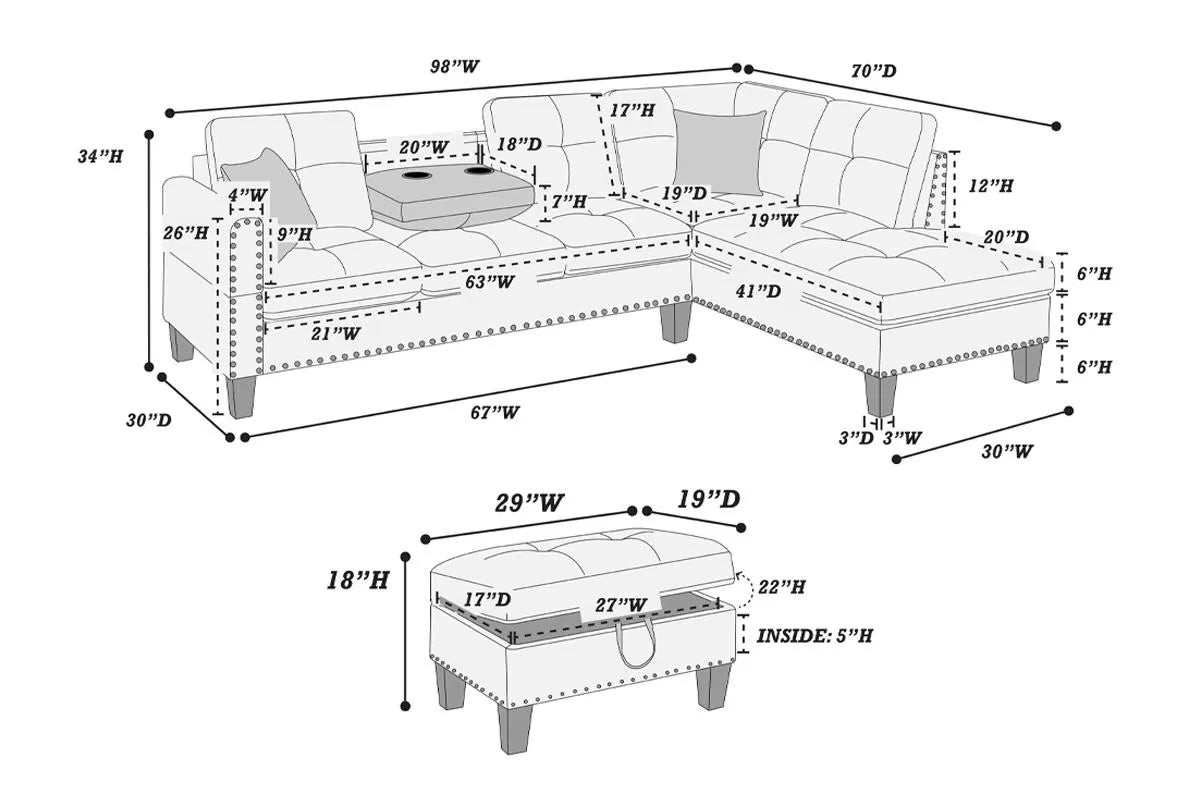 3-Piece Sectional Set ||  F8886 / F8887