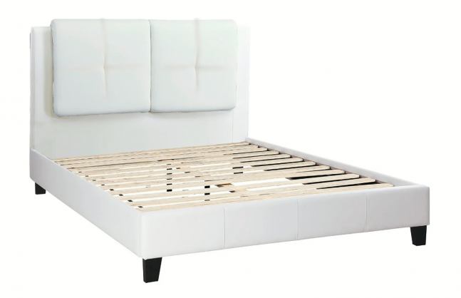 White Faux Leather Bed Frame-F9530Q