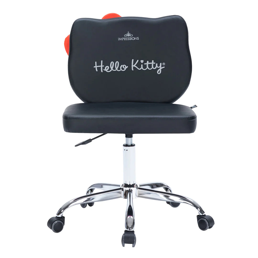 IVFC-HK229-PUBLK | Hello Kitty® Faux Leather Swivel Vanity Chair