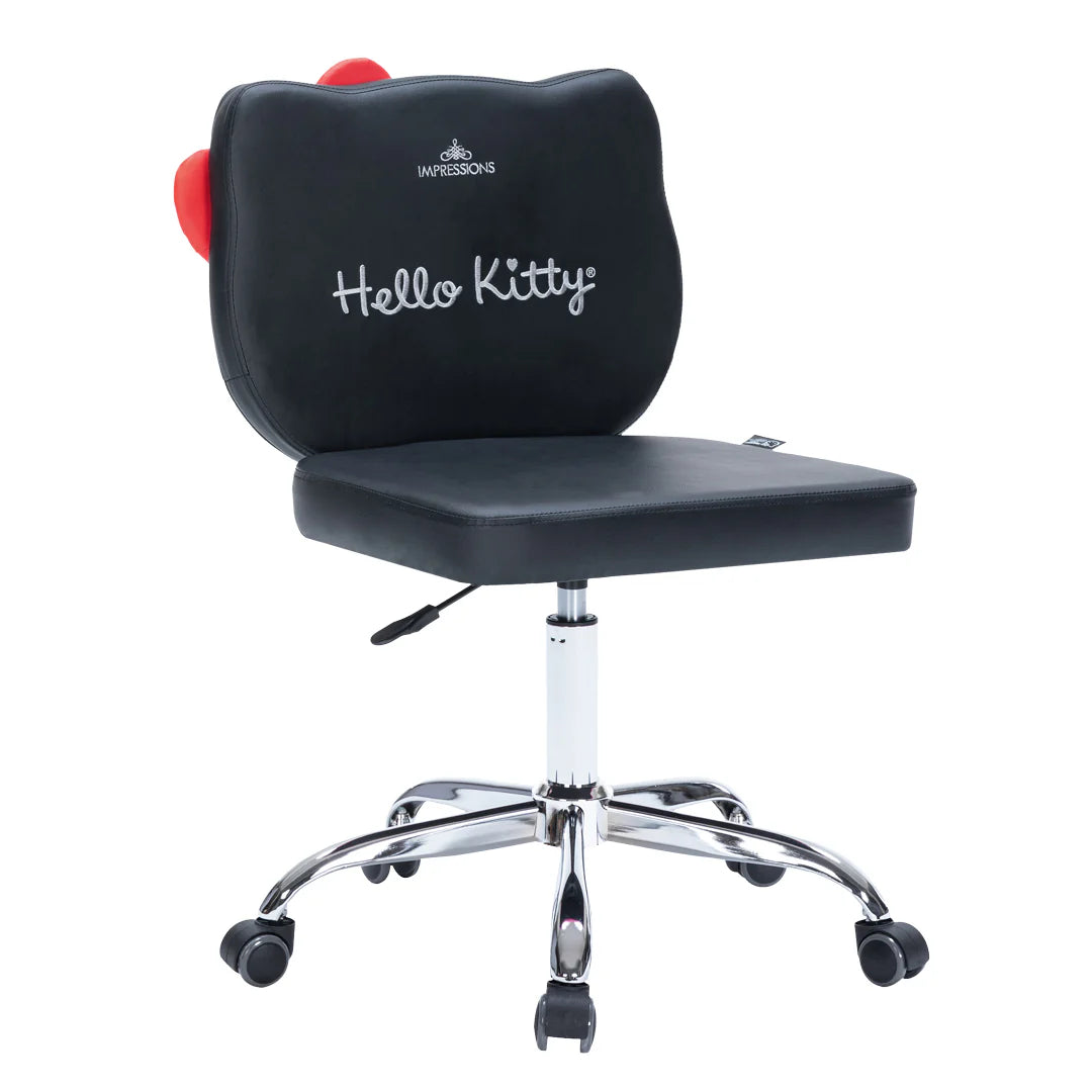 IVFC-HK229-PUBLK | Hello Kitty® Faux Leather Swivel Vanity Chair