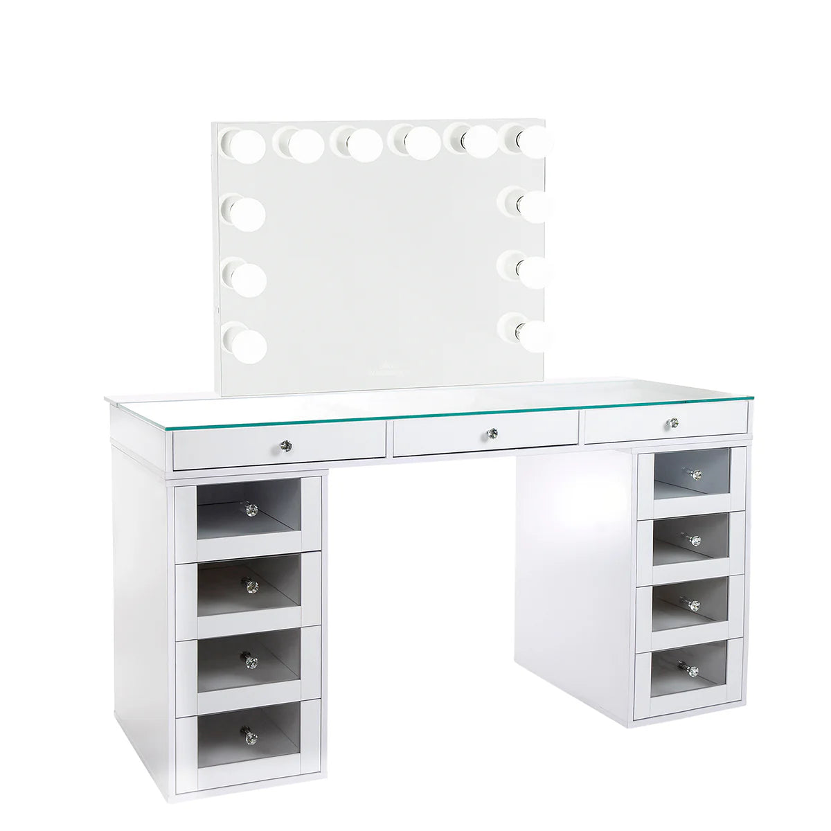 IVFT-SLAYPROV24DR-WHT-N | SlayStation® Pro 2.0 Tabletop + Vanity Mirror + 4 Drawer Units Bundle