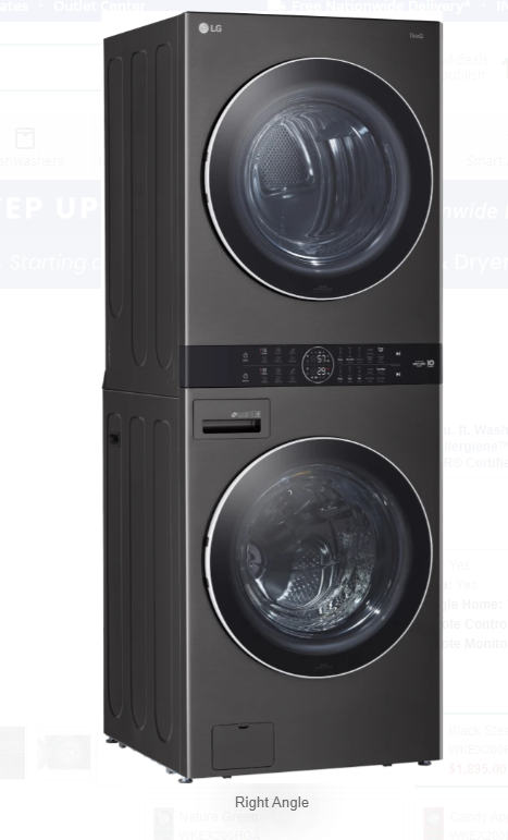 27 Inch Smart Electric Laundry Center with 4.5 cu. ft. Washer Capacity, 7.4 cu. ft. Dryer Capacity, WKEX200HBA