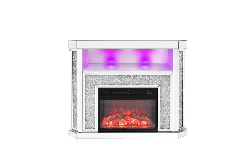 VANITII Crushed Diamonds LED Mirrored Fireplace   X-FIRPLS--Lamp-LED-01