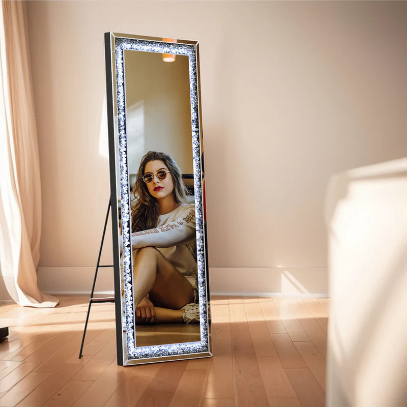 VANITII Crushed Diamonds LED Standing Mirror    X-STA-MIR-LED-01