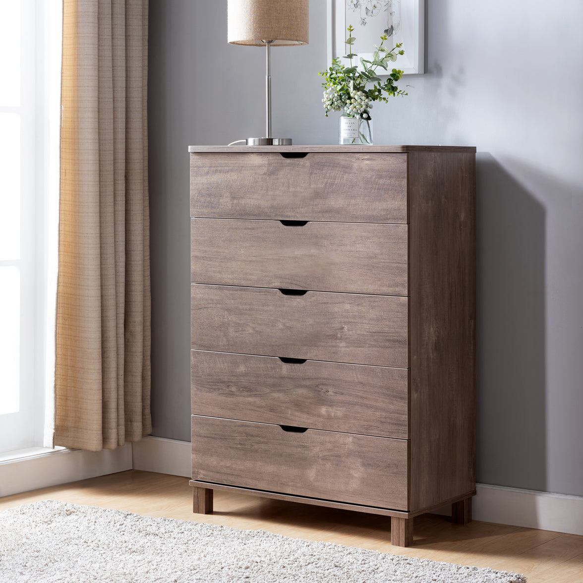 Y2206 | 5 DRAWERS CHEST - HAZELNUT