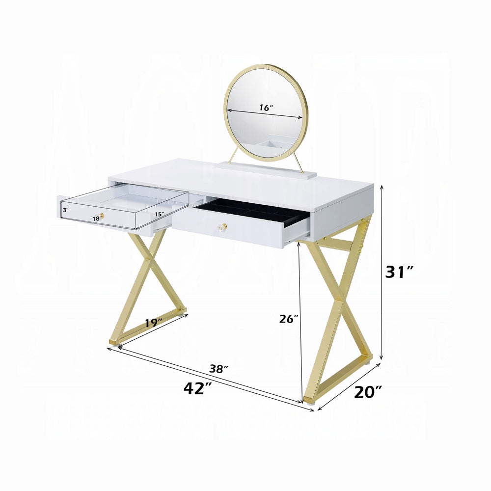 Coleen Vanity Desk W/Mirror & Jewelry Tray