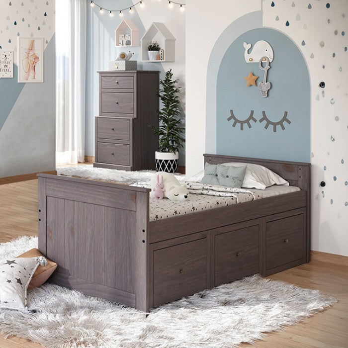 TWIN CAPTAIN BED     |     AM-BK304GY-BED