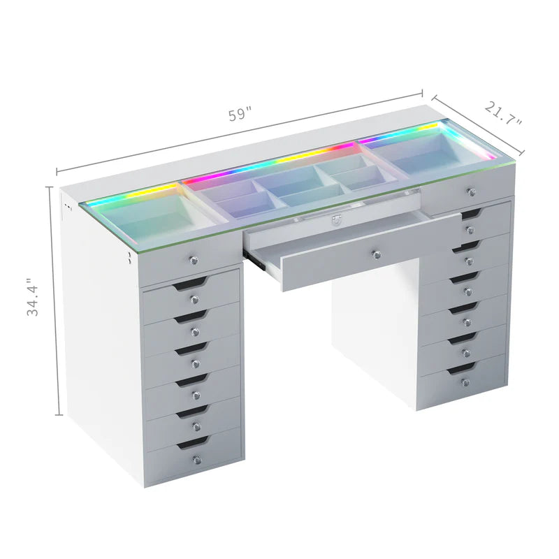 VANITII Lisa Vanity Desk Pro   VNT-Lisa-RGB01-WHT