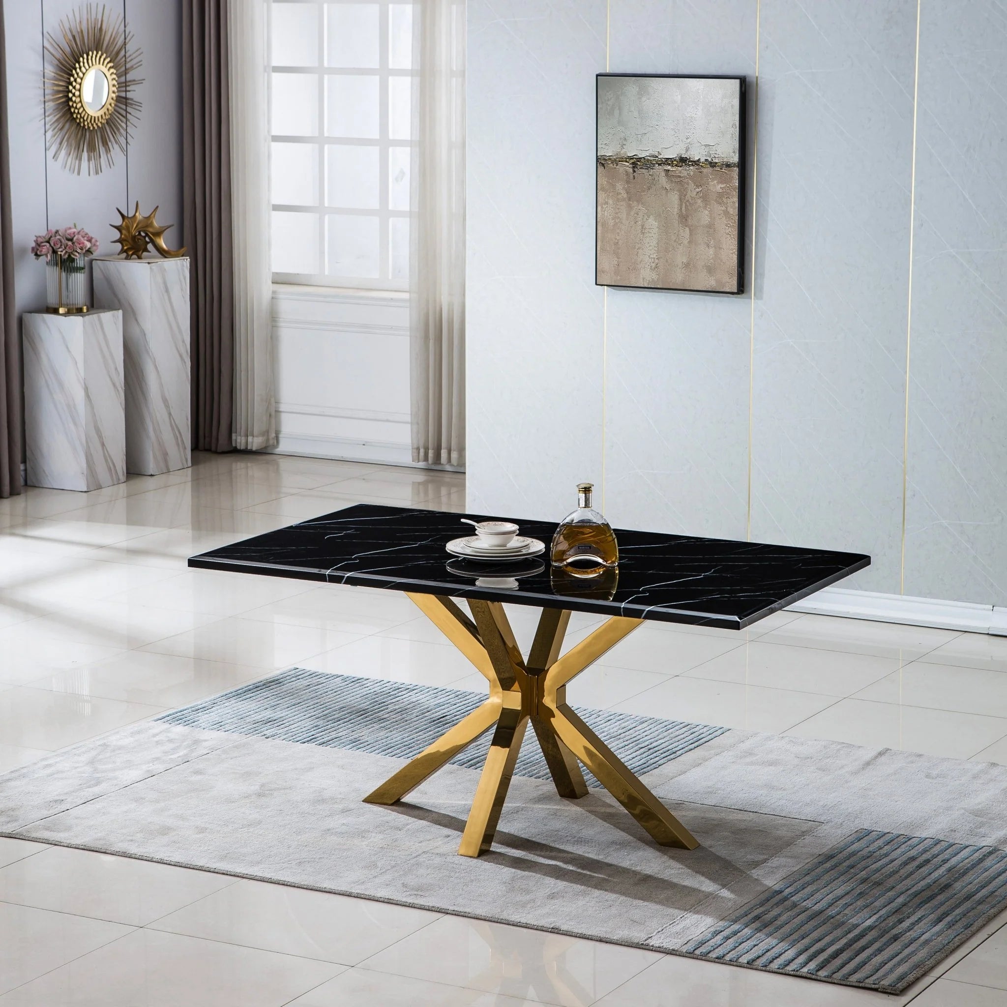 DT202GMB MARBLE DINING TABLE