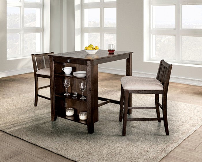 Lescles 3 Pc Counter Ht Set (1 Table + 2 Chairs)