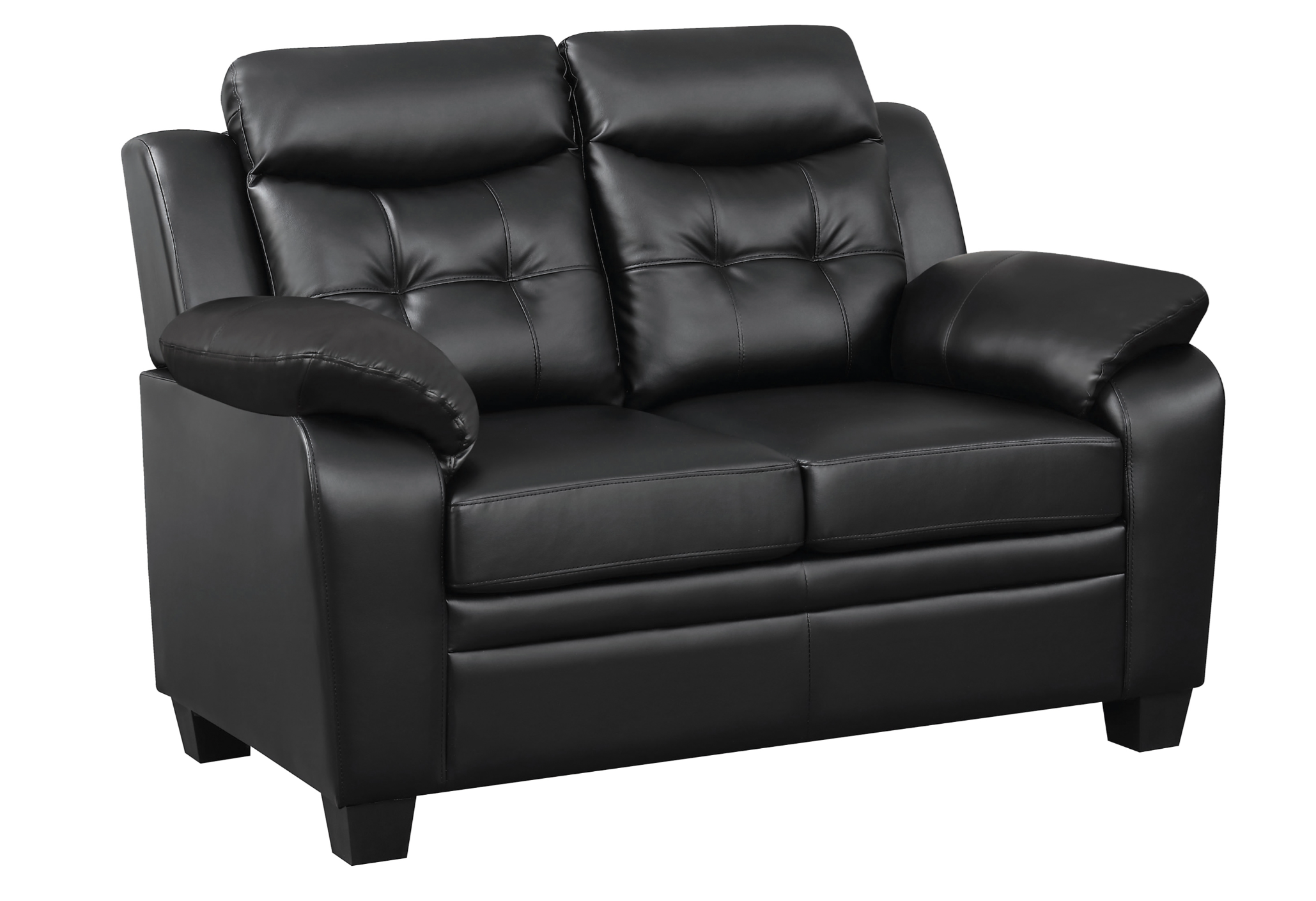 Finley Upholstered Pillow Top Arm Living Room Set Black