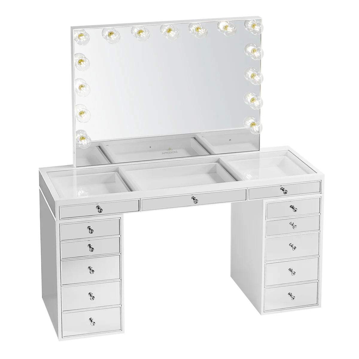 IVFT-MIRPSLAY-WHT-N | SlayStation® Pro Premium Mirrored Vanity Table