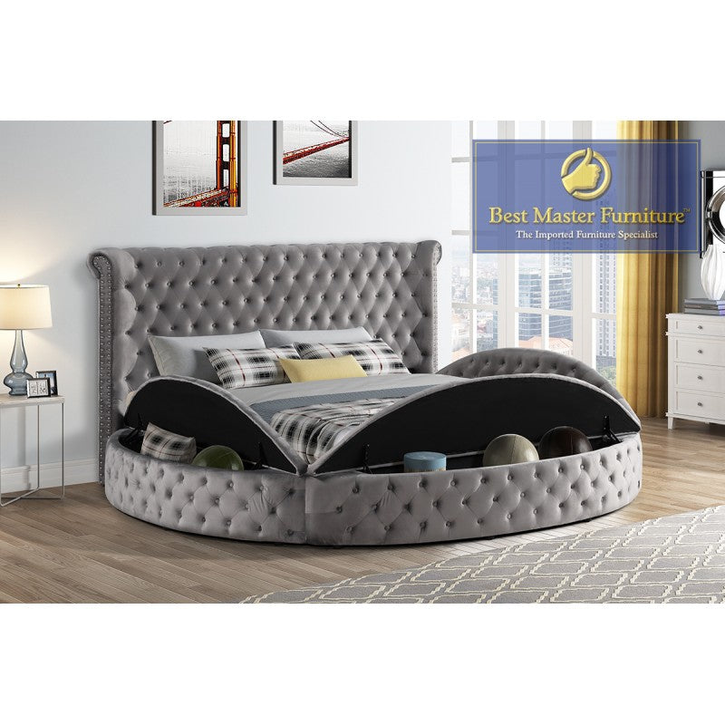 Velvet Upholstered Round Bed - YY138