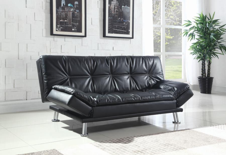Dilleston Tufted Back Upholstered Sofa Bed Black- 300281