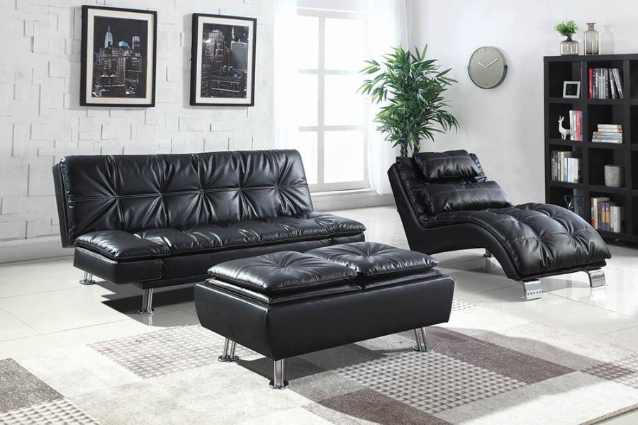 Dilleston Tufted Back Upholstered Sofa Bed Black- 300281