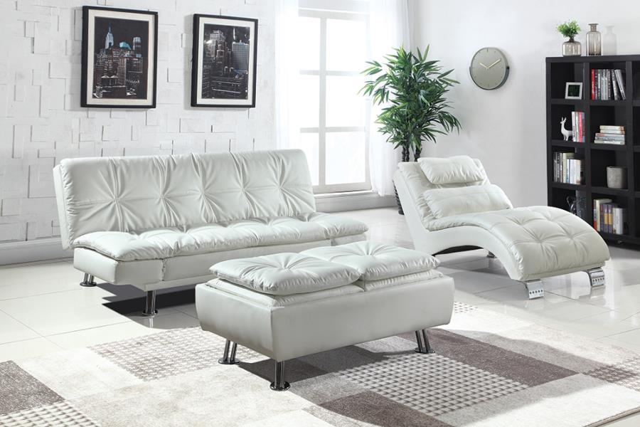 Dilleston Tufted Back Upholstered Sofa Bed White-300291