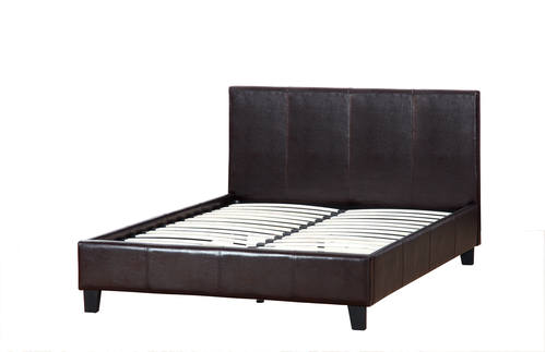 Brown Vegan Leather Bed Frame - F9211